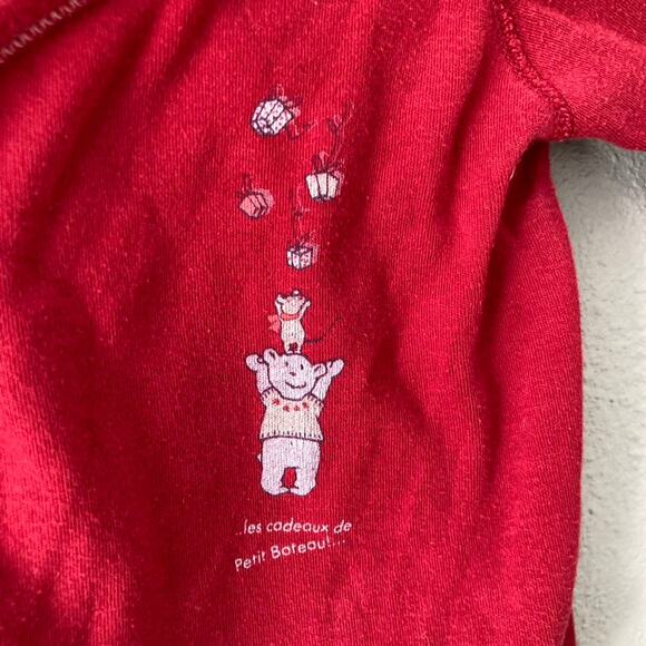 Petit Bateau Long Sleeve Gifts Cadeaux Bear Mouse Bodysuit - Red - 3M - Picture 3 of 7